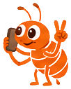 Flea mascot using a phone